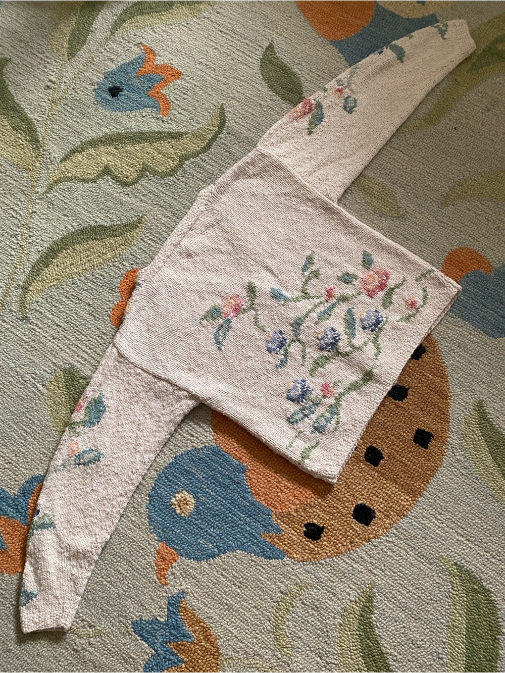 L.L. Bean Vintage Linen Blend Floral Cardigan - Picture 12 of 16